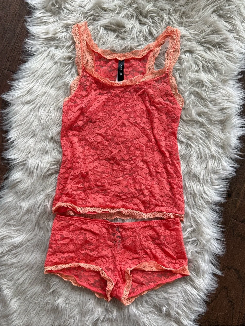 Adore Me Coral Lace Roanne PJ Set